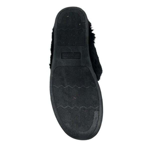 Comfortview Black Fuzzy Faux Fur Slip-on House Shoes Women's Size 10.5 NEW with - Picture 11 of 12